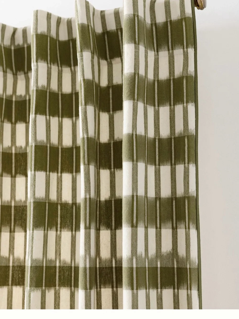New Anthropologie Selma woven cotton stripe sustain panel 96 x 50 olive green